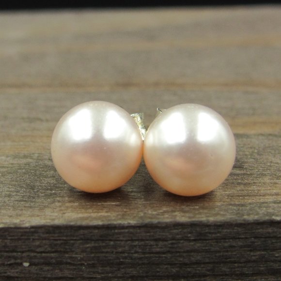 Jewelry Sterling Small Faux Pearl Pink Stud Earrings Poshmark